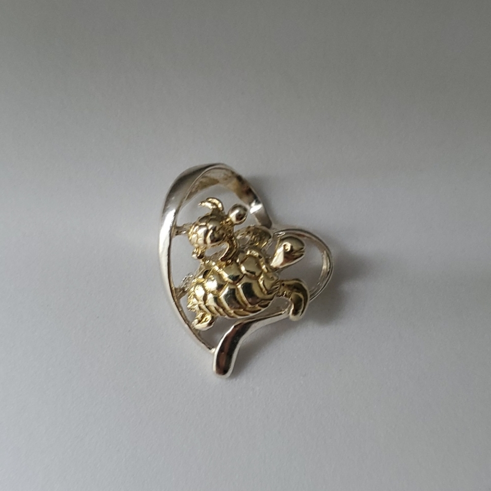 Turtle heart pendant